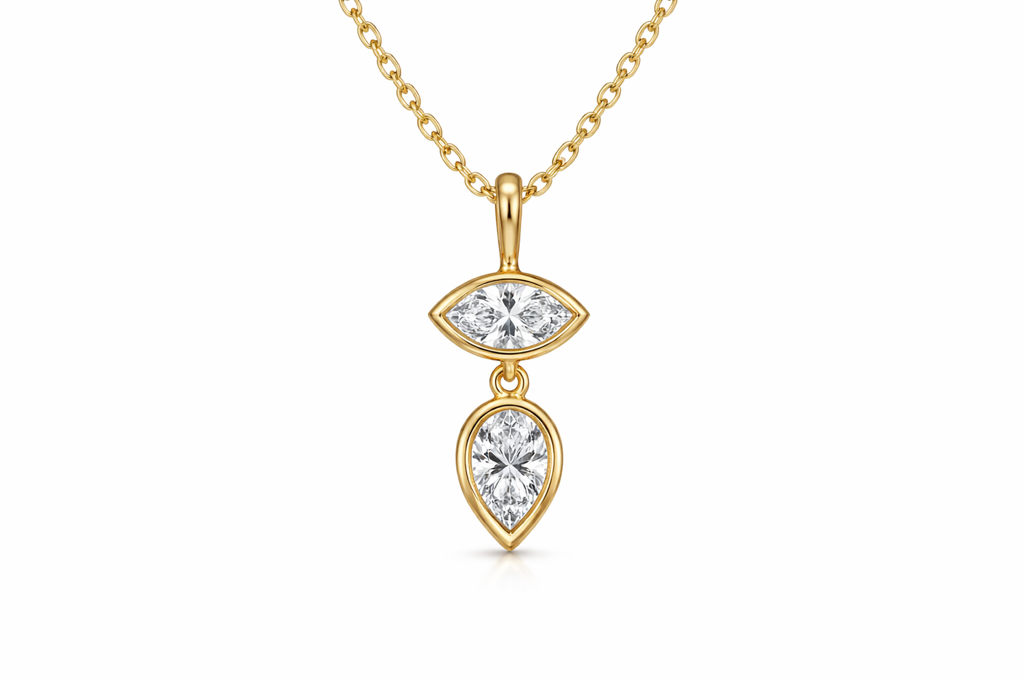 Marquise & Pear Diamond Drop Necklace