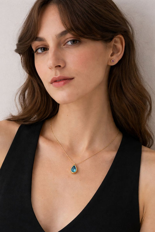 Pear Blue Topaz & Pink Morganite Set