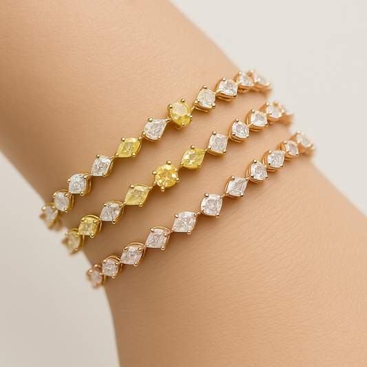 The Symphony of Light: Fancy Color Diamond Tennis Bracelet