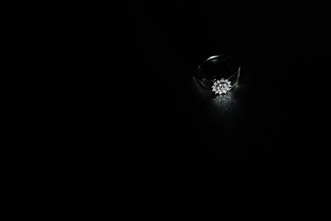 silver and diamond studded ring