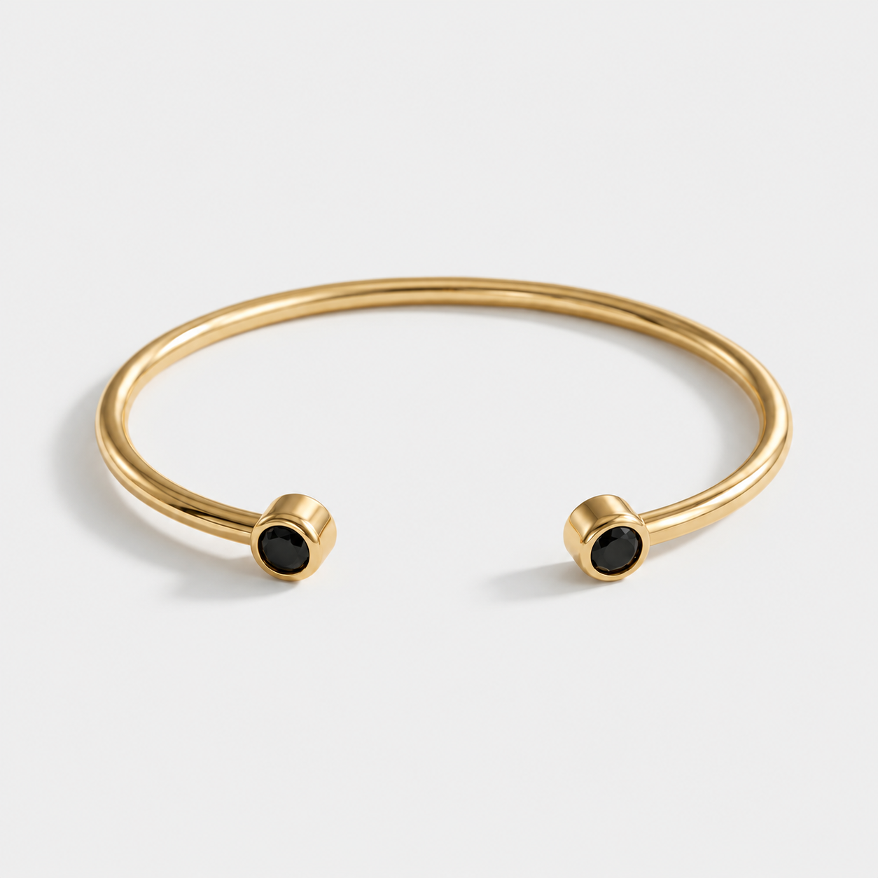 Black Diamond Open Cuff Bracelet – 18K Yellow Gold