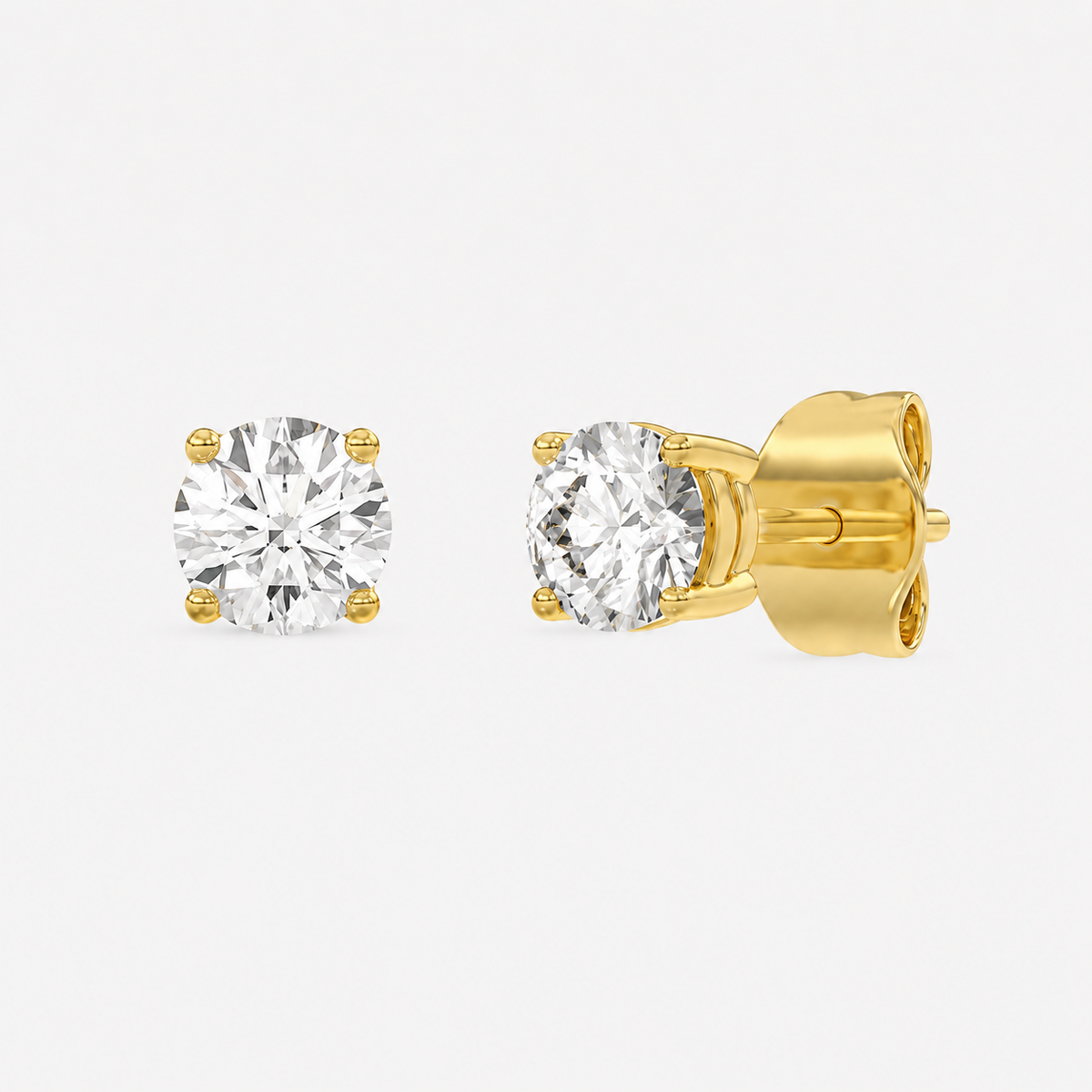 4 Prong Basket Stud Earrings in 18K Yellow Gold - 18K Yellow Gold - 0.25ct -