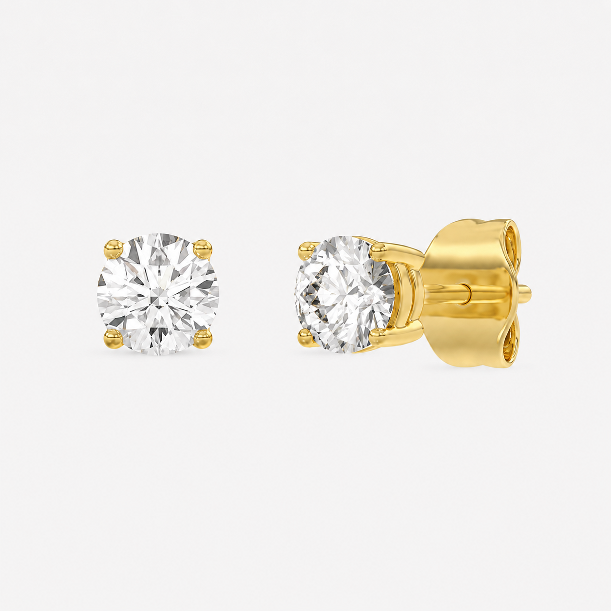 4 Prong Basket Stud Earrings in 18K Yellow Gold - 18K Yellow Gold - 0.25ct -