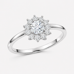 Oval Lab Diamond Halo Engagement Ring – 18K White Gold
