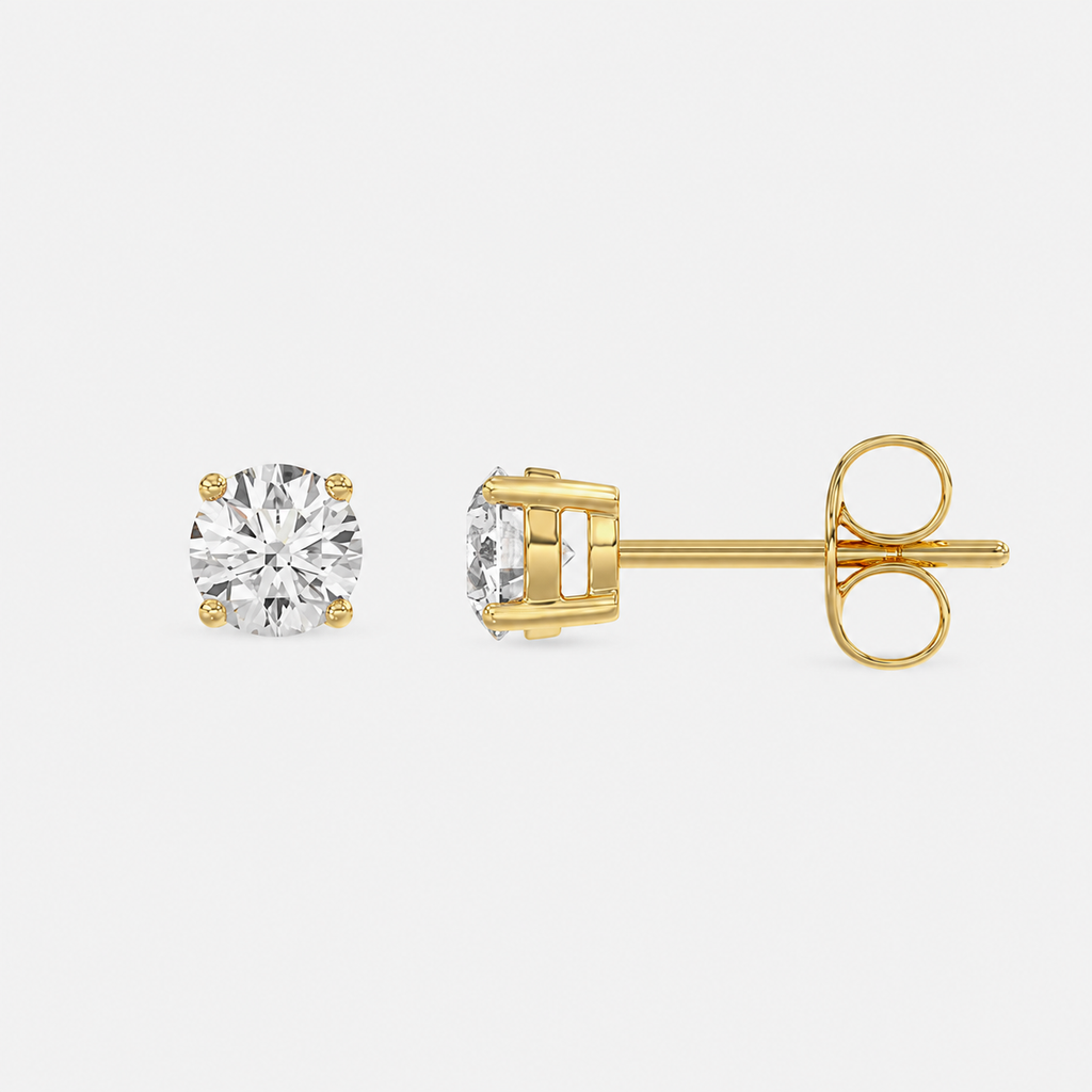 4 Prong Basket Stud Earrings in 18K Yellow Gold - 18K Yellow Gold - 0.25ct -