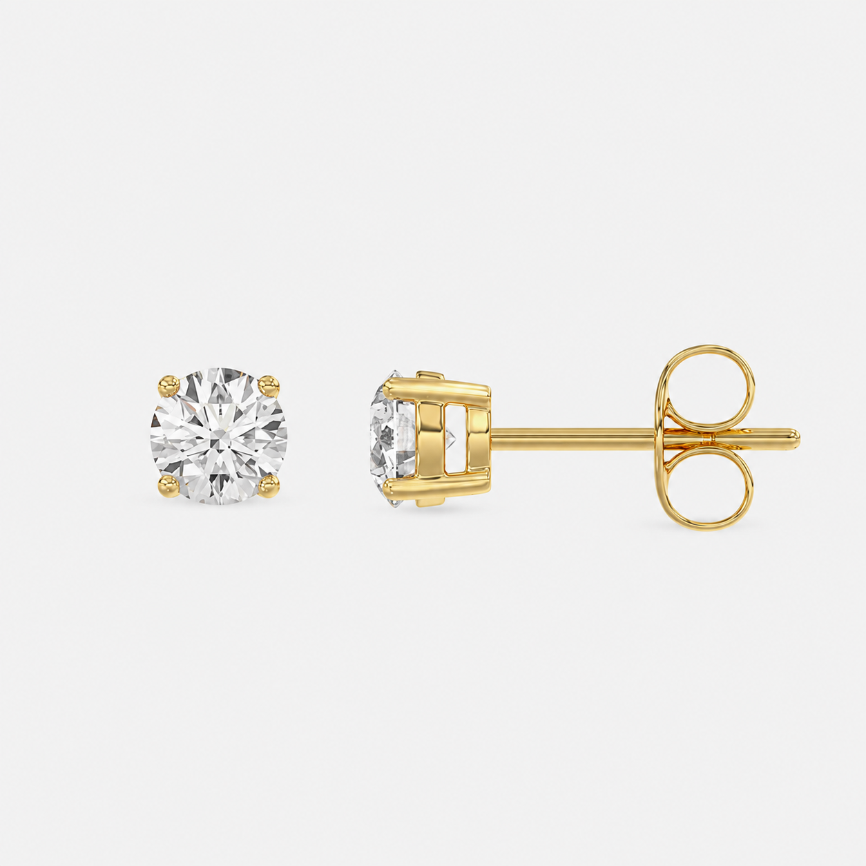 4 Prong Basket Stud Earrings in 18K Yellow Gold - 18K Yellow Gold - 0.25ct -