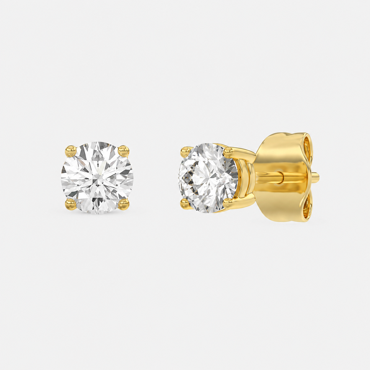 4 Prong Basket Stud Earrings in 18K Yellow Gold - 18K Yellow Gold - 0.25ct -