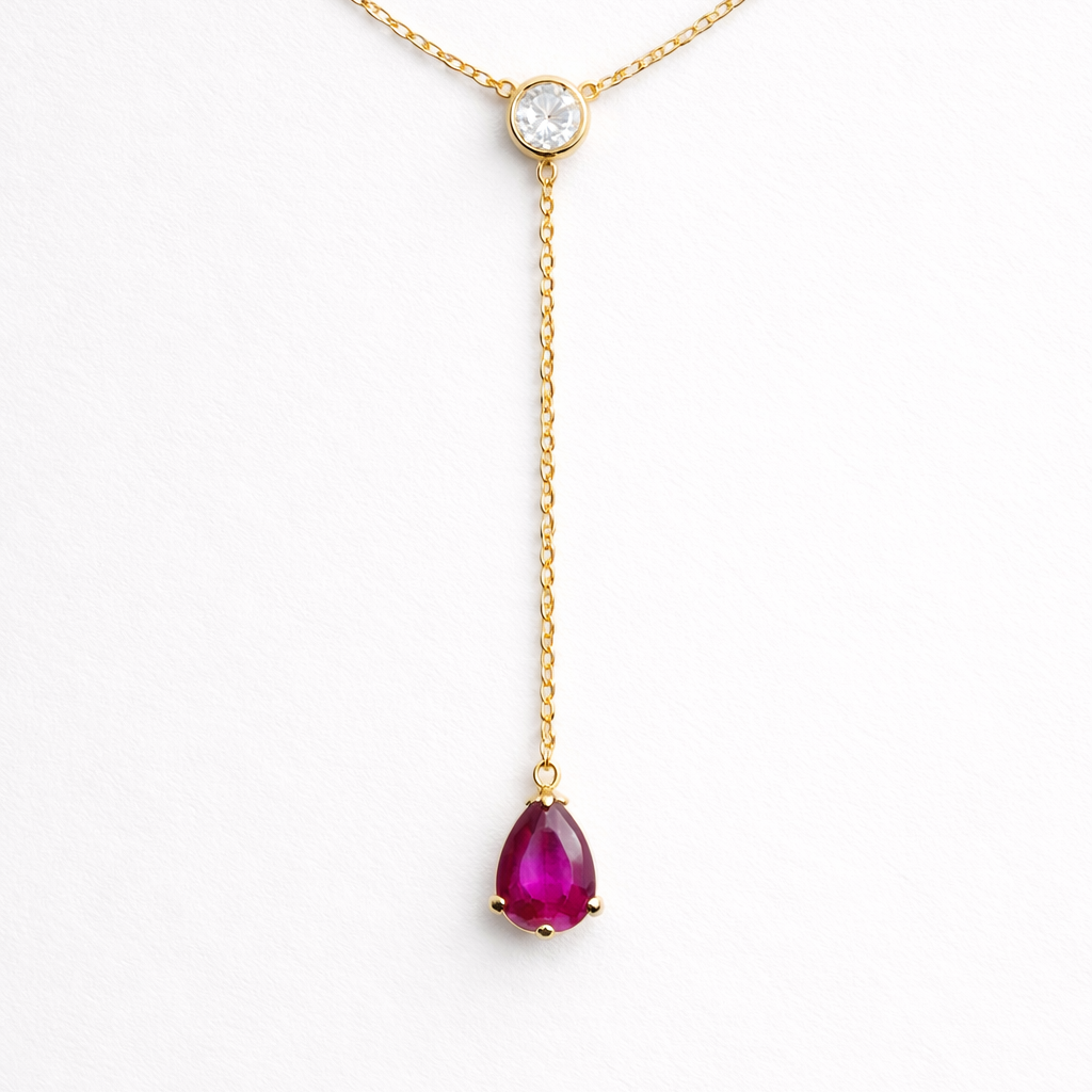 Ruby Teardrop Pendant Necklace