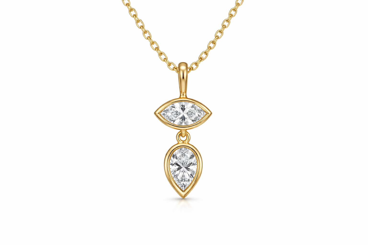 Marquise & Pear Lab-Grown Diamond Drop Necklace