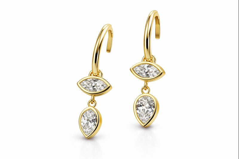 Dangle Bezel-Set Diamond Drop Earrings