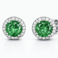 Emerald Halo Stud Earrings