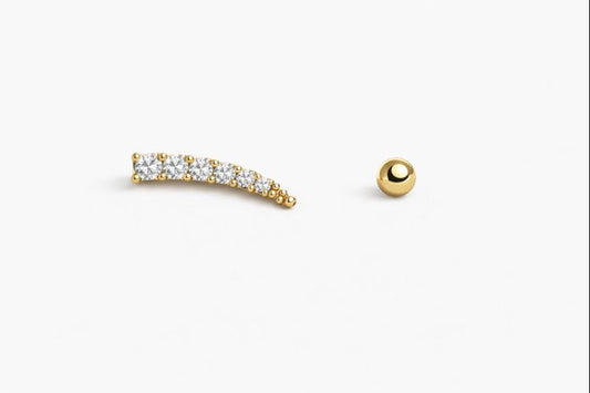 Diamond Curve &amp; Gold Stud
