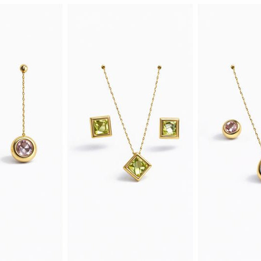 Coloured Gemstone Pendant Set