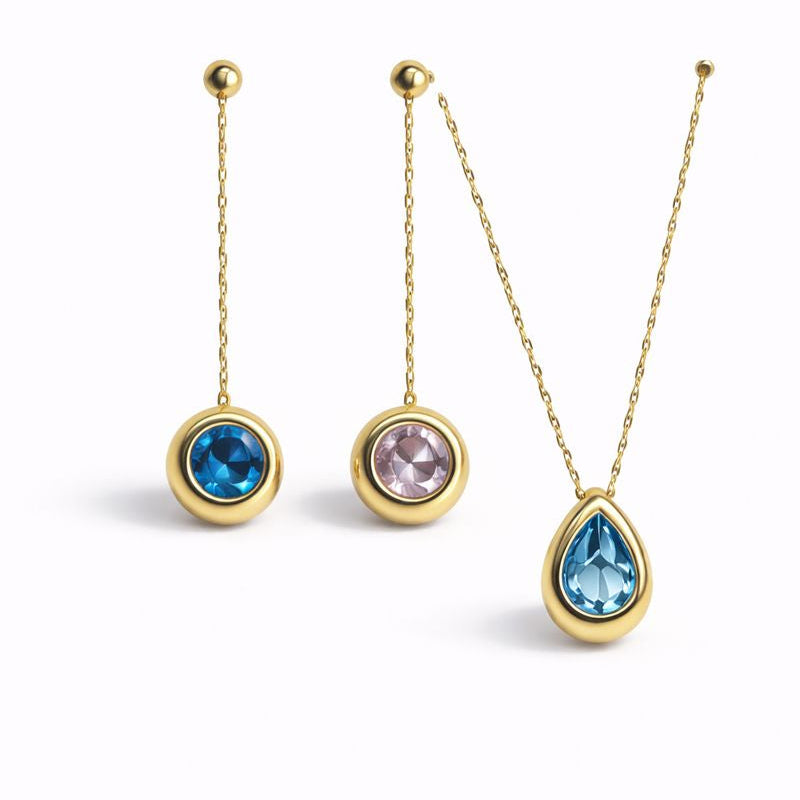Coloured Gemstone Pendant Set