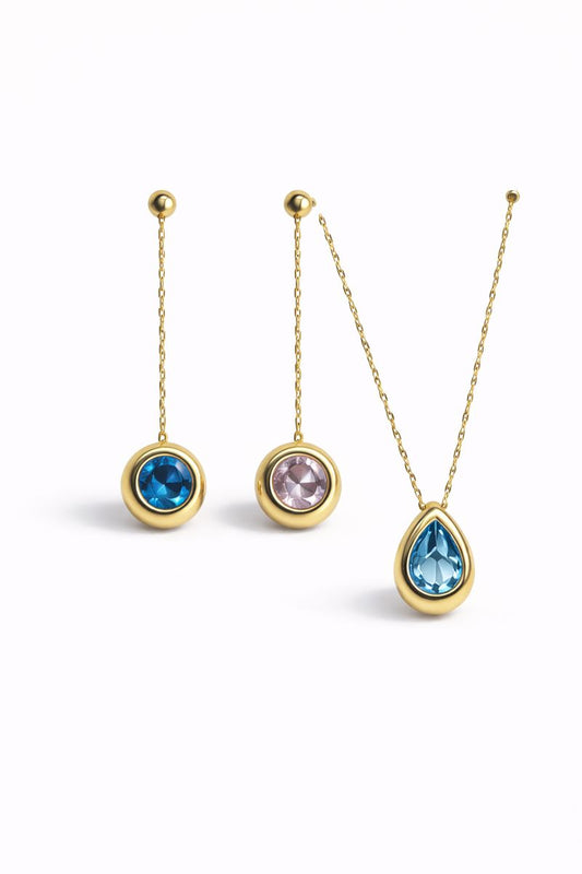 Pear Blue Topaz &amp; Pink Morganite Set