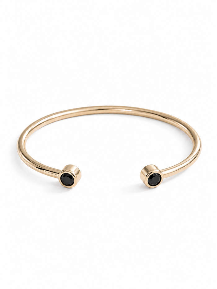 Black Diamond Open Cuff Bracelet – 18K Yellow Gold
