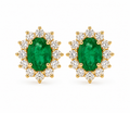 Emerald & Diamond Halo Stud Earrings