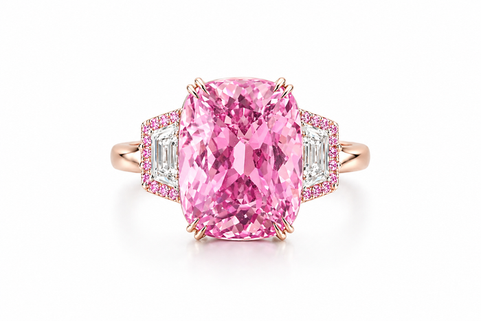 Cushion-Cut Kunzite & Pavé Diamond Cocktail Ring