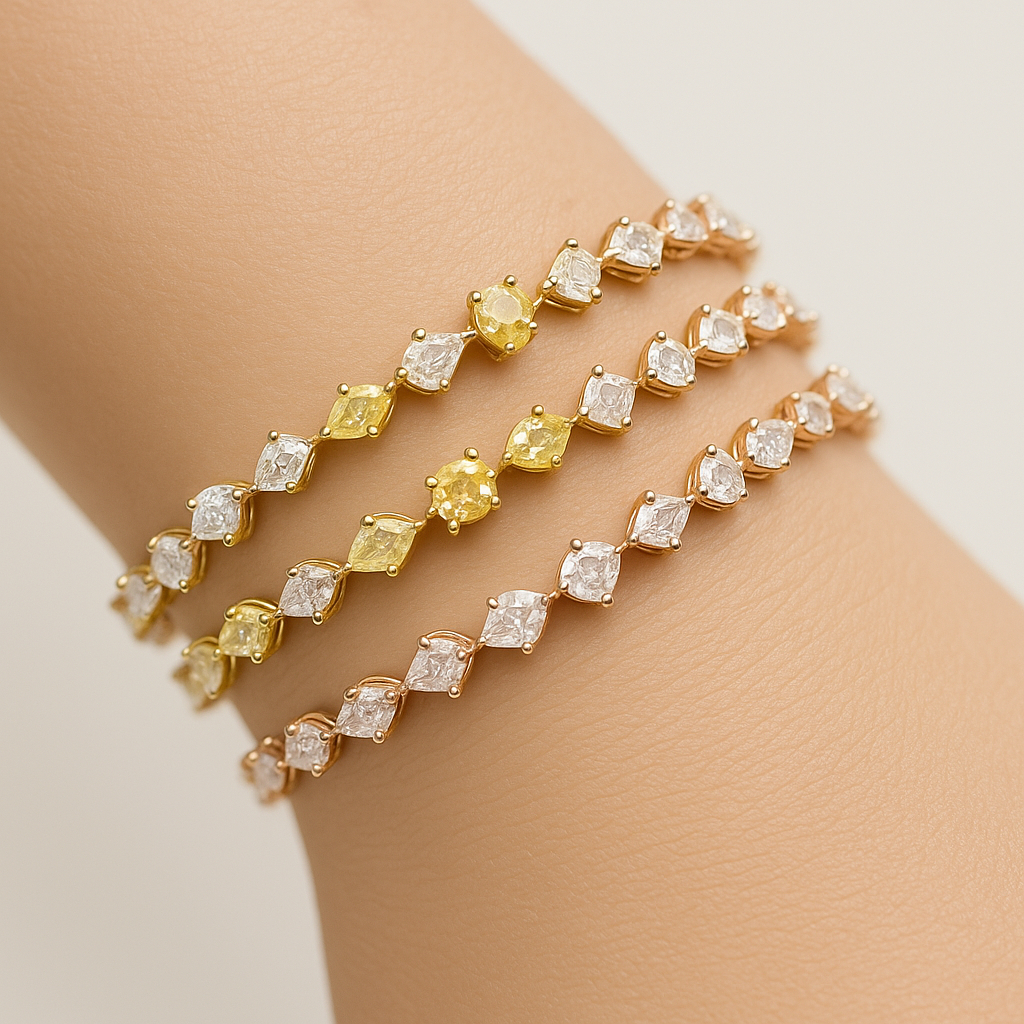 The Symphony of Light: Fancy Color Diamond Tennis Bracelet