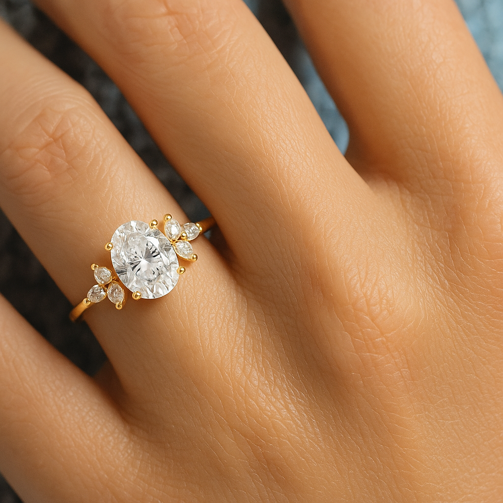 Petals Oval Natural Diamond Ring