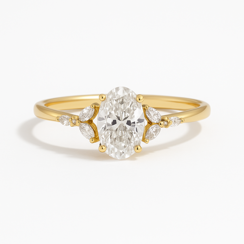 Petals Oval Natural Diamond Ring