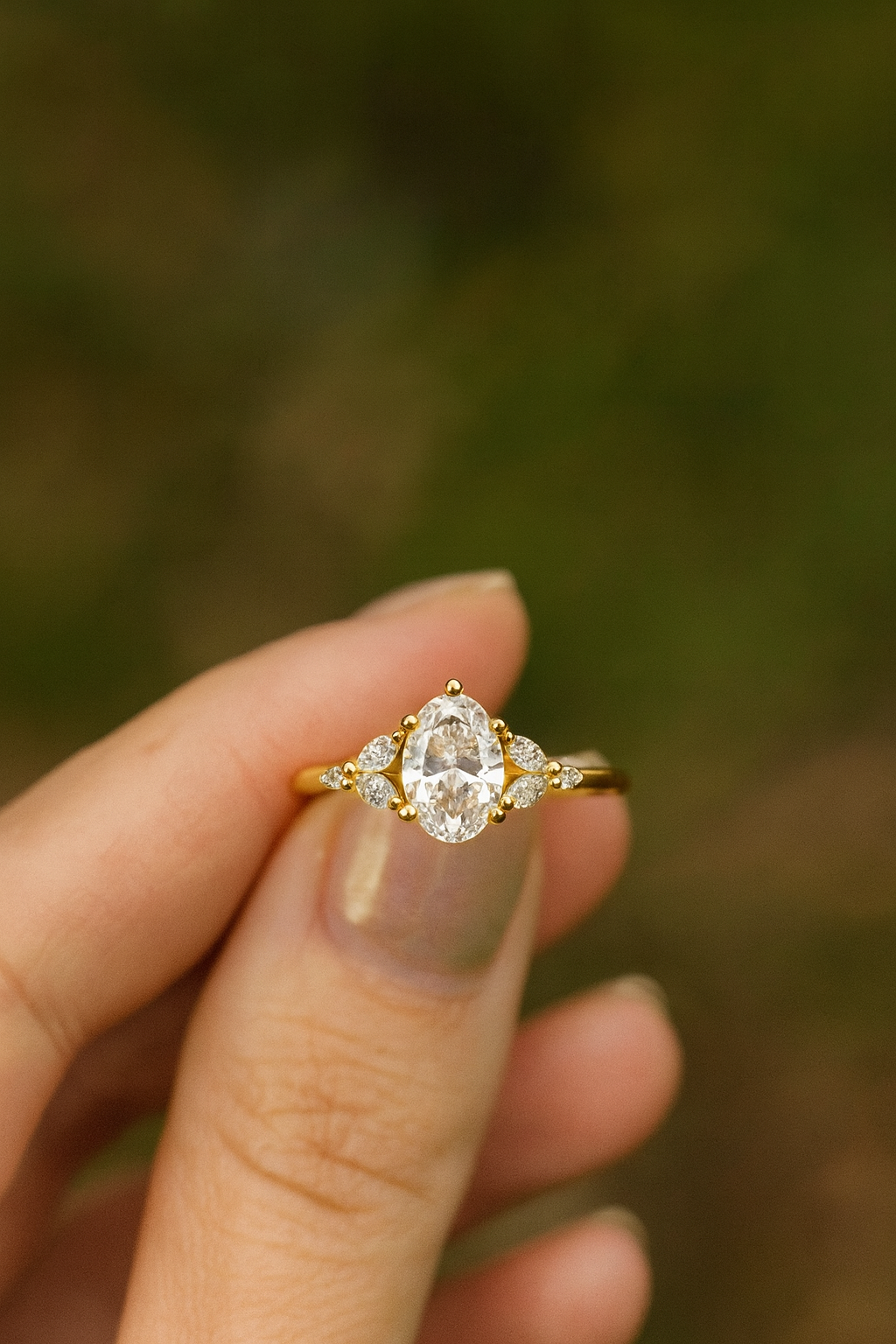 Petals Oval Natural Diamond Ring
