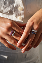 Blue Sapphire & Diamond Cluster Ring