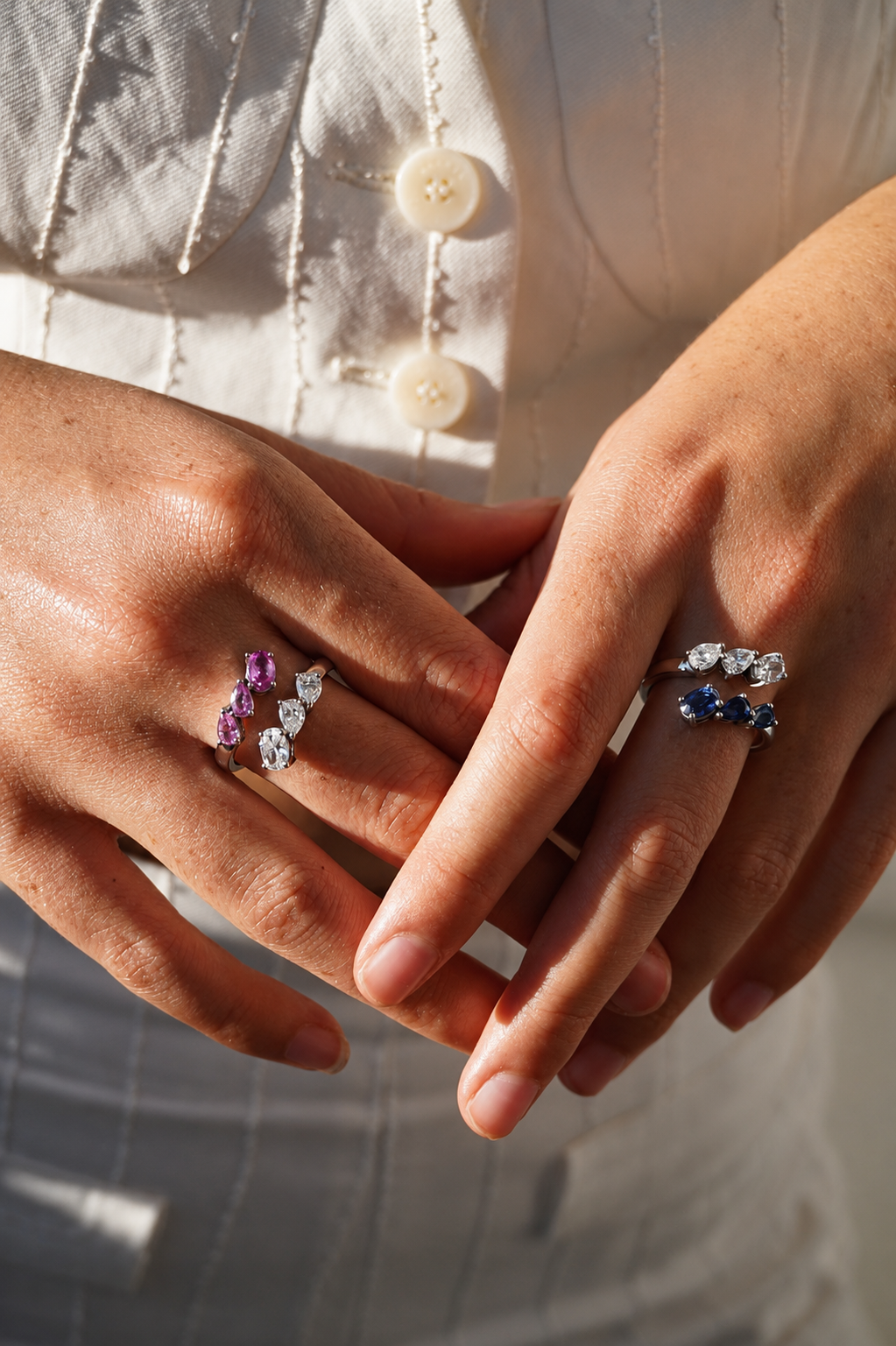 Blue Sapphire & Diamond Cluster Ring