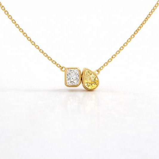 Pear Diamond & Emerald Duo Pendant