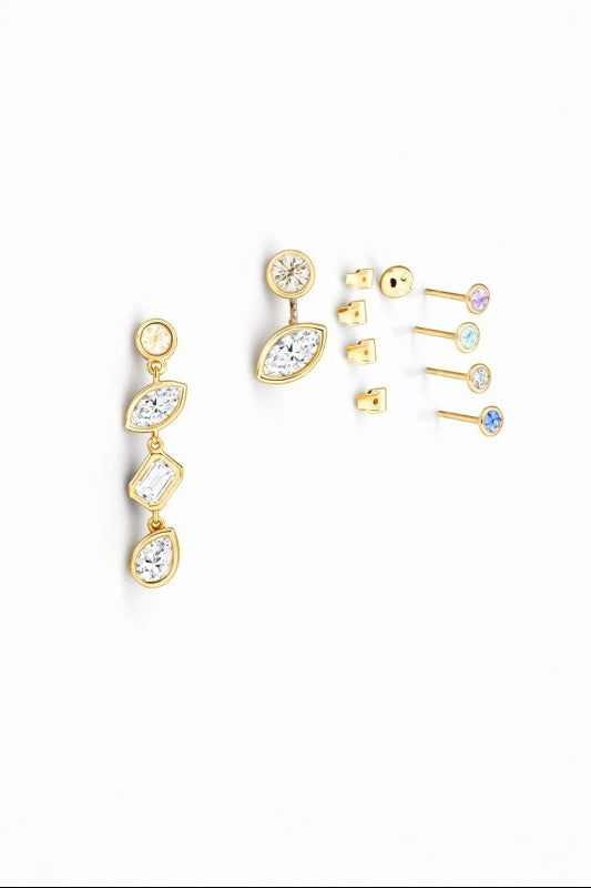 Bezel-Set Diamond Stud Earrings Golf