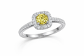 Fancy Vivid Yellow Diamond Ring – 18K White Gold