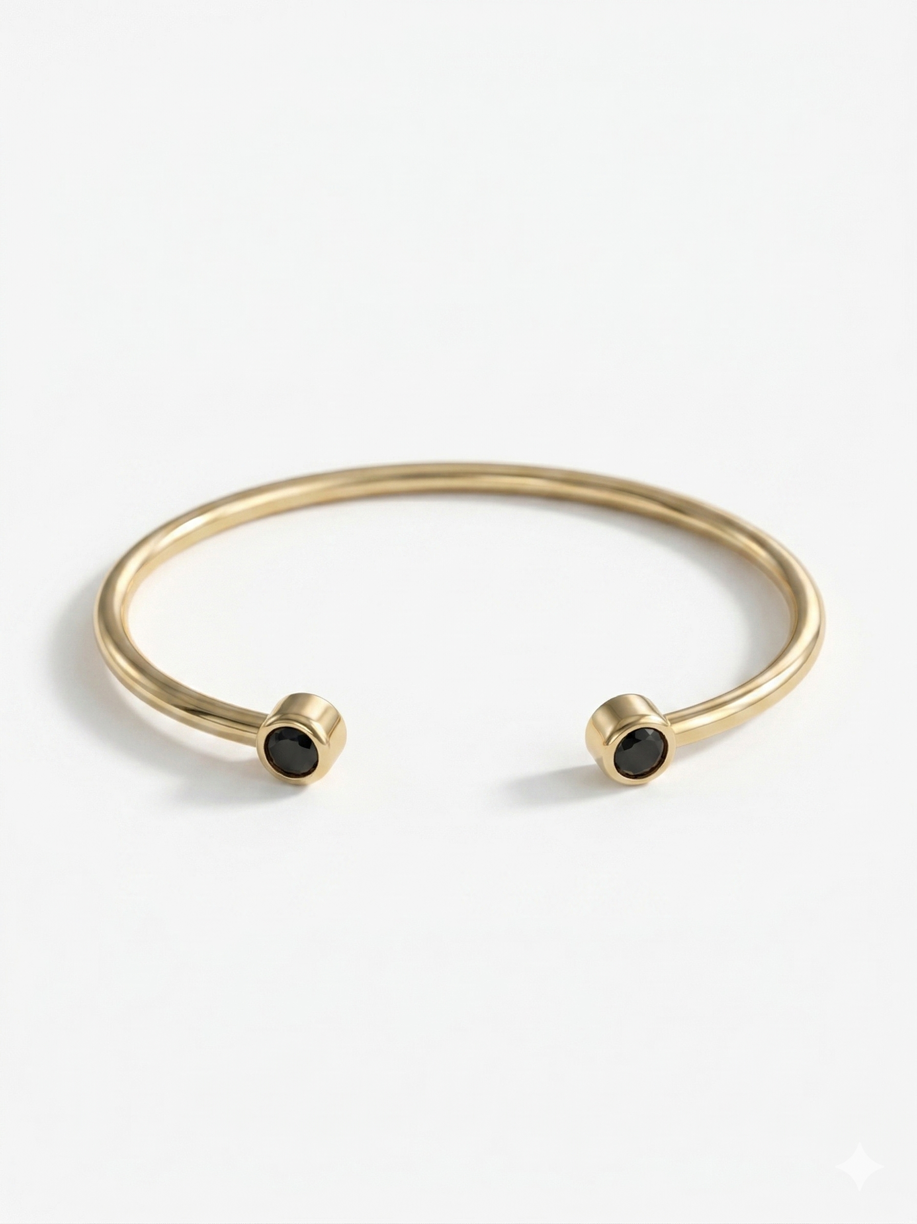 Black Diamond Open Cuff Bracelet – 18K Yellow Gold