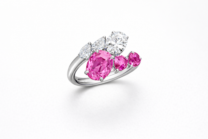 Pink Sapphire & Diamond Cluster Ring