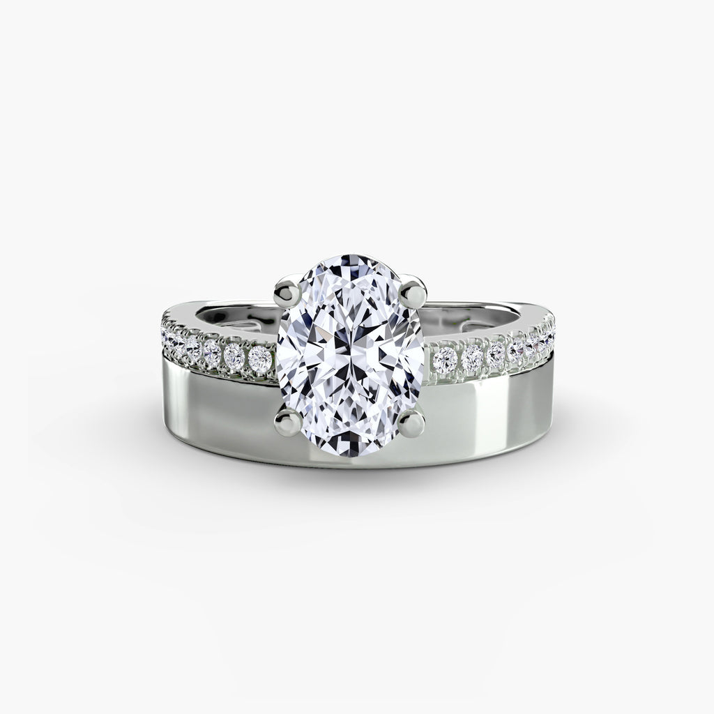Wide Pavé Band Solitaire