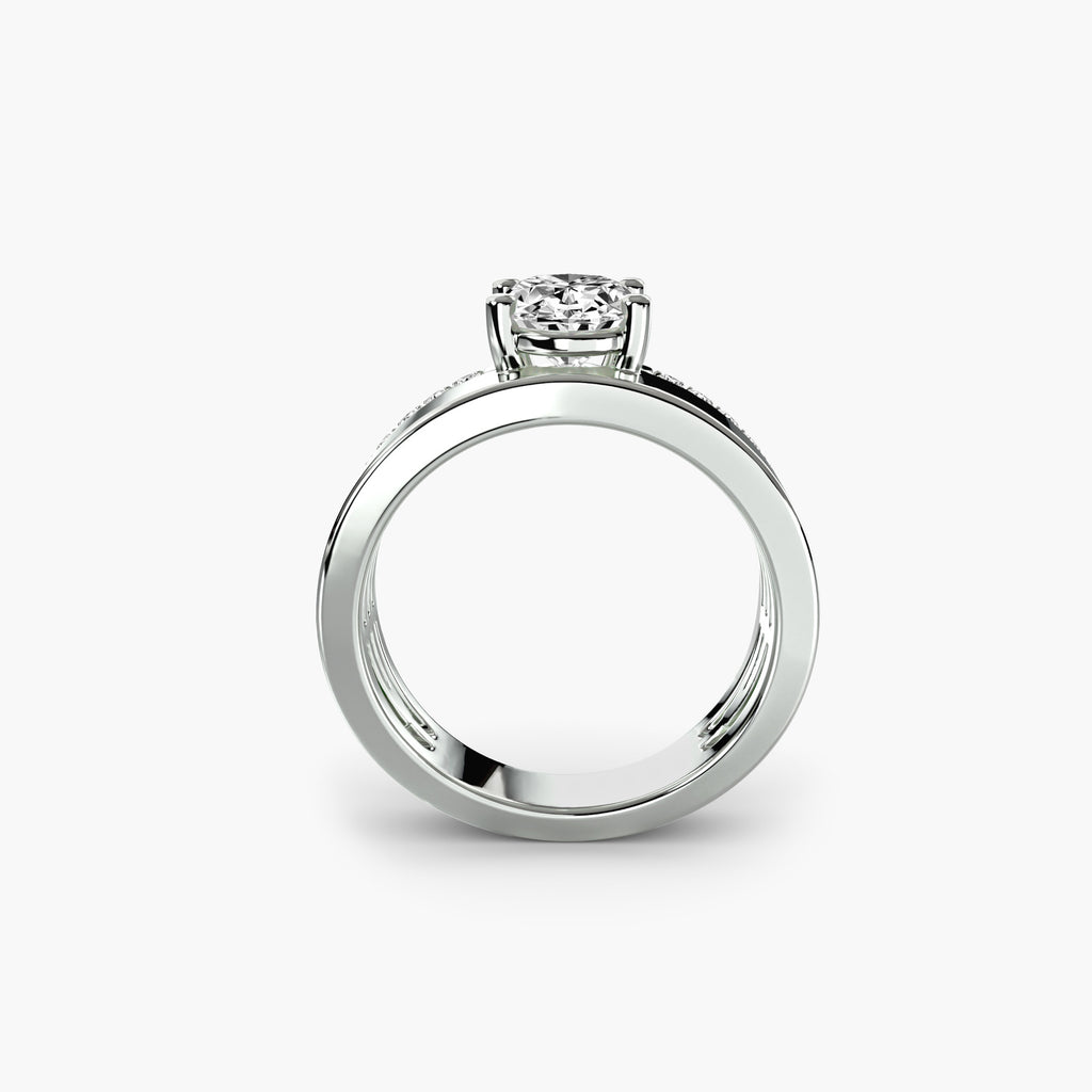 Wide Pavé Band Solitaire