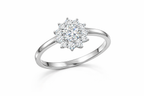 Oval Lab Diamond Halo Engagement Ring – 18K White Gold