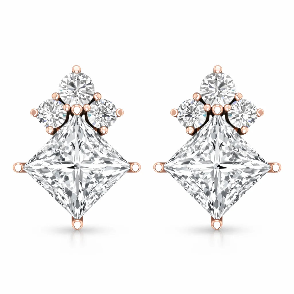 Princess Cut Diamond Star Stud Earrings