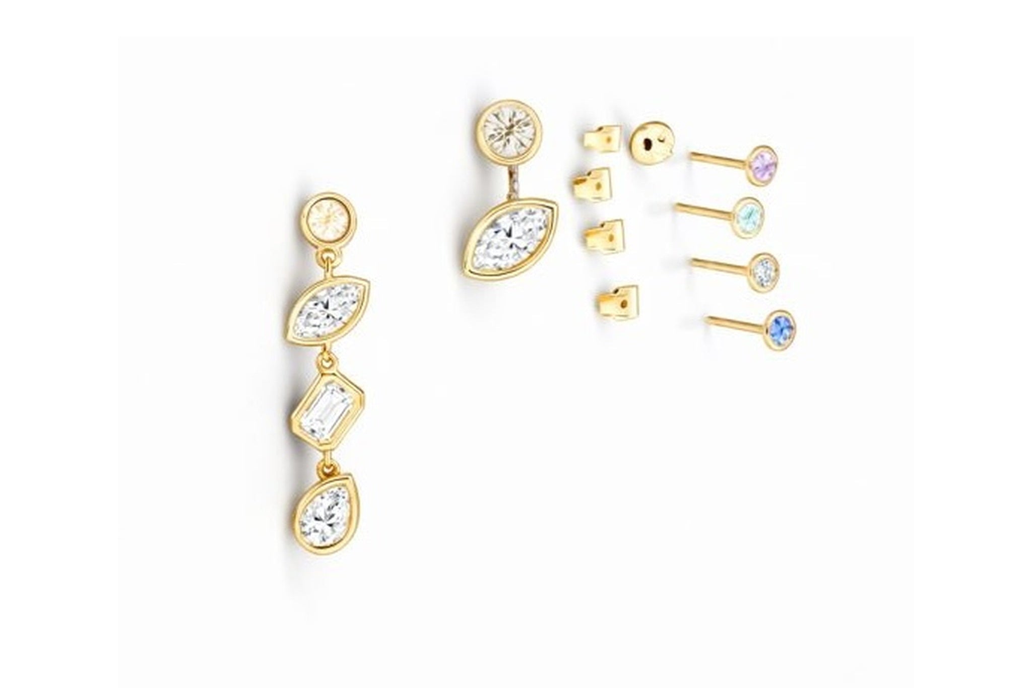 Bezel-Set Diamond Stud Earrings