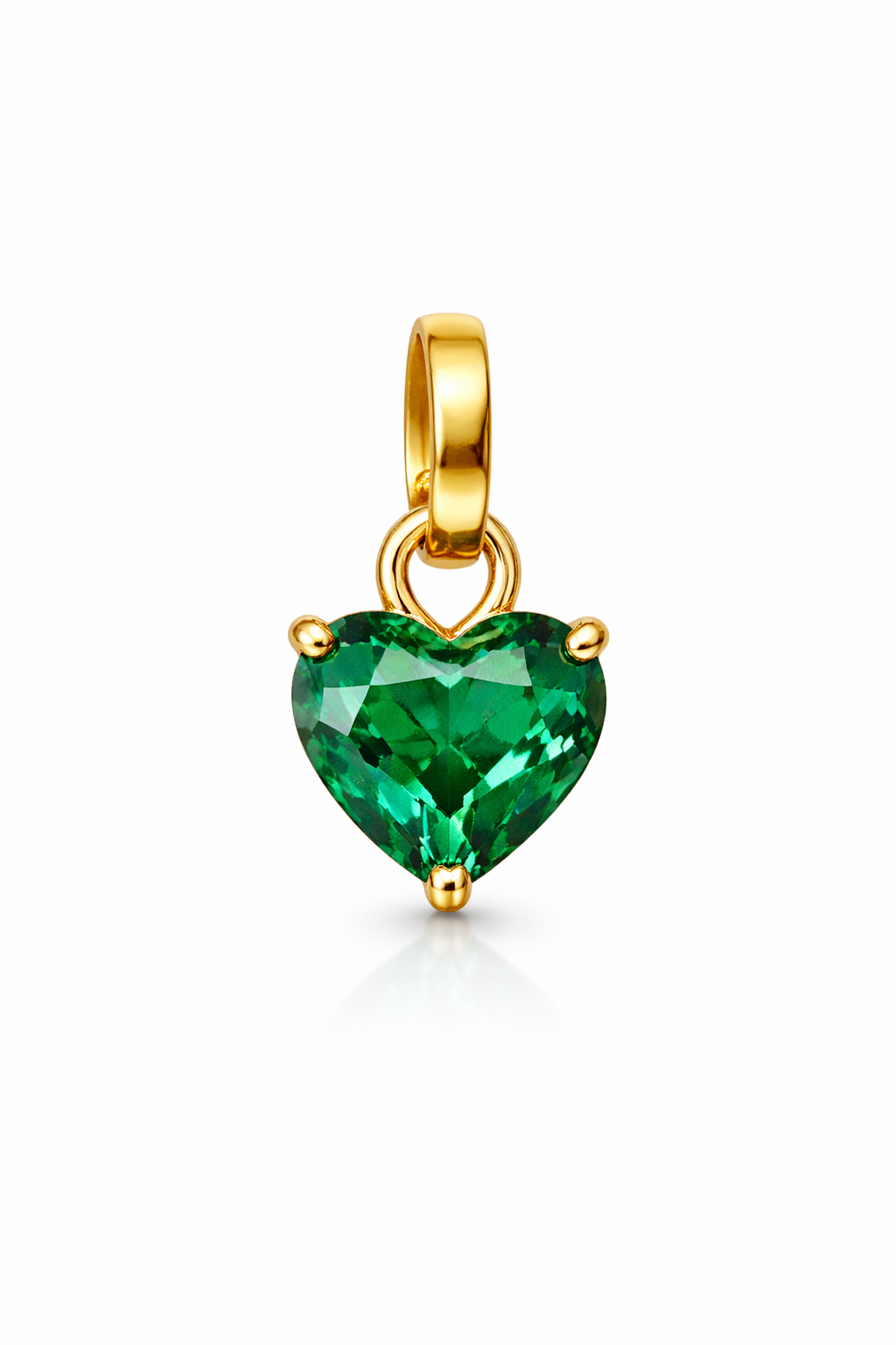 Emerald Heart Charm – 14K Gold (Dog Collar Pendant)